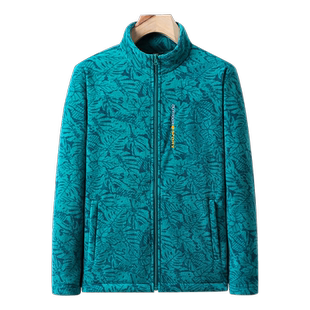 摇粒绒外套女抓绒衣秋冬跑步加厚开衫颗粒新款印花高端冲锋衣内胆