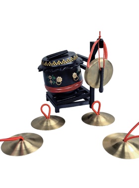 黑色《南狮鼓》摆件套装