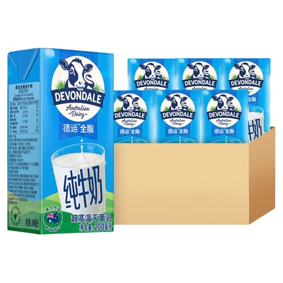 澳洲德运进口全脂牛奶200ml×6盒