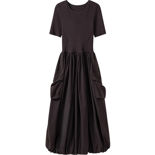 【播奥莱】播商场同款针织拼接工装连衣裙女25春花苞裙BDS1LD1254