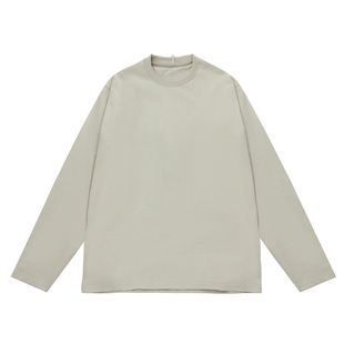 255g嘿马七作日系复古轻绒感打底长袖T恤男宽松圆领套头上衣潮牌