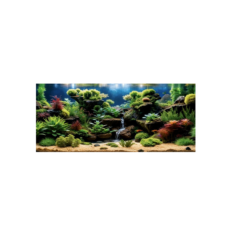 新款水草风景鱼缸背景画贴纸高清桌面缸