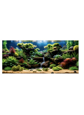 新款水草风景鱼缸背景画贴纸高清水族箱装饰造景粘贴壁画内外纸贴