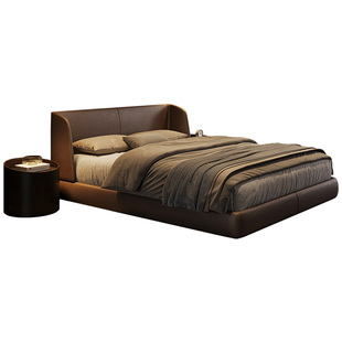 主卧真皮大床棕色法式中古风广东佛山高端家具补贴双人婚床定制