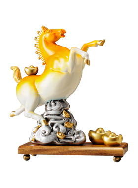 新中式马到成功摆件客厅玄关酒柜