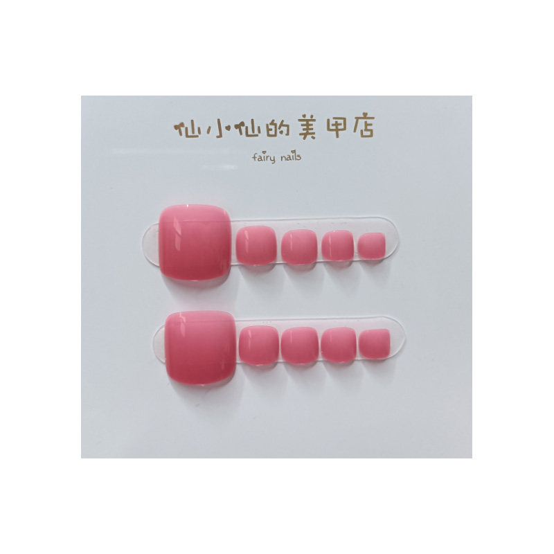 脚趾穿戴甲果冻玫粉色美甲贴