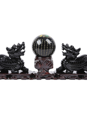 黑曜石貔貅摆件五福送财风水球