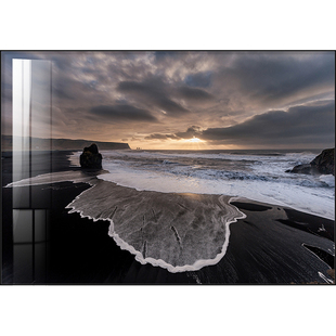 黑沙滩装饰画艺术客厅现代画摄影画高级感办公室现代挂画轻奢壁画