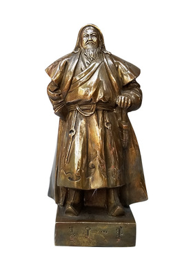 黄铜人物桌面雕塑成吉思汗铜像