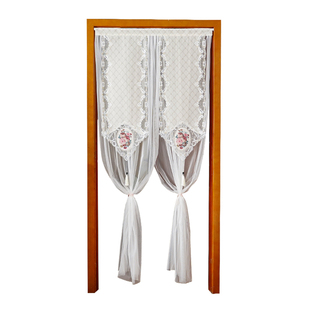 法式刺绣门帘2025新款高档蕾丝隔断帘四季通用卧室防隐私纱帘挂帘