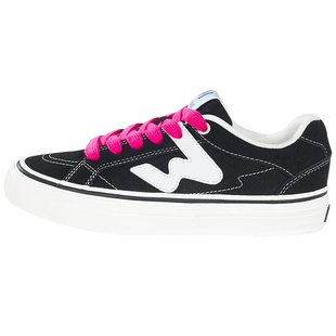 顽刻ollieskate经典黑白春季校园风W系列翻毛皮男女国潮滑板鞋