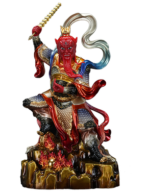 王灵官铜像王天君神像全铜彩绘火神三眼马王爷铜像家用供奉摆件