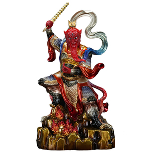 王灵官铜像王天君神像全铜彩绘火神三眼马王爷铜像家用供奉摆件