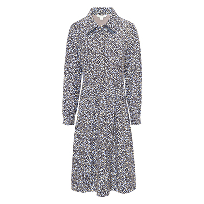 JESSIE时尚衬衫式碎花收腰连衣裙