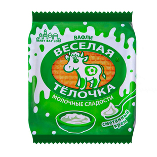 俄罗斯开心牛拉丝饼干进口食品炼乳奶酪酸奶巧克力夹心饼华夫饼干