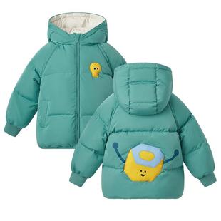 博睿恩儿童三防羽绒服女宝宝男童冬季外套90白鸭绒保暖加厚冬装