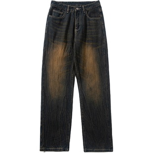 DAL 重磅扎染直筒牛仔裤男2025年春季闪电ins炸街美式复古长裤潮