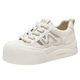 戈美其商场同款厚底小白鞋女款2025新款夏季薄款透气单网休闲板鞋