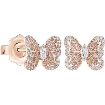 戴比尔斯蝴蝶玫瑰金钻石耳钉