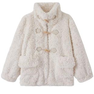 小香风2025新款皮草羊羔毛外套女皮毛一体秋冬季獭兔毛加厚牛角扣