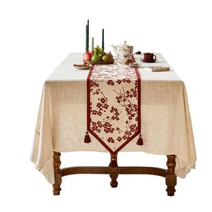 蜡笔派梅韵芳华桌旗新中式餐桌茶几布红色节日喜庆氛围感新年W