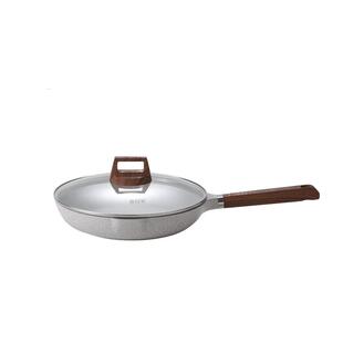 eox麦饭石不粘锅炒锅家用电磁炉燃气灶适用米白色平底炒菜锅