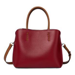 真皮红色结婚包包女式2025新款质感大容量新娘手提包妈妈单肩包女