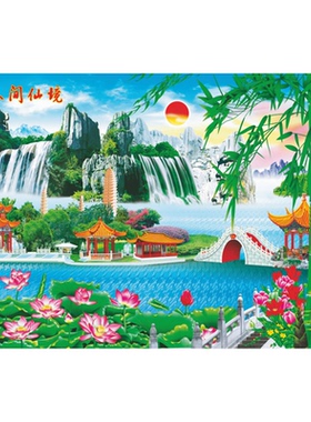 包邮仙堂画仙堂用品仙堂背景装饰仙堂风景画仙堂山水画风水画小版