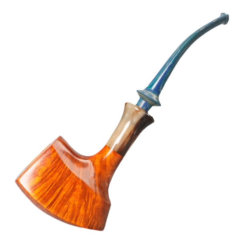 石楠木烟斗盾牌牛角装饰草丝烟斗