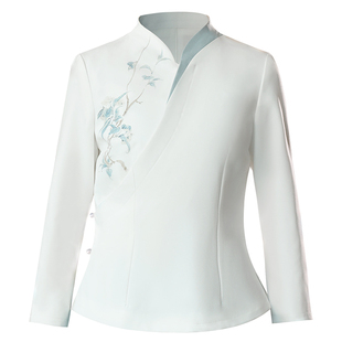 衣研堂高档餐厅服务员工作服秋冬酒店饭店茶楼中式餐饮定制女长袖