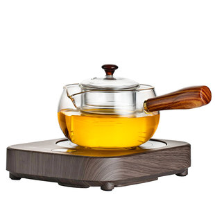 高硼硅玻璃煮茶壶新款实木侧把煮茶器家用电陶炉小型养生冲泡茶器