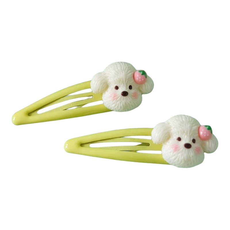 女童黄色水果花朵小发夹清新