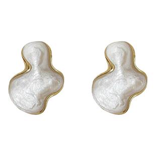 「全店买二赠一」波浪设计感滴釉白色云朵耳钉高级感仙气质耳环女