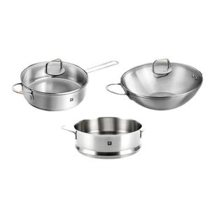 德国双立人炒锅煎锅奶锅汤锅无涂层0涂层炒菜锅家用厨房不锈钢锅