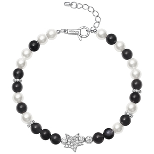 HEFANG何方珠宝银曜石气泡手链轻奢高级配饰送女友新年礼物