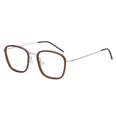 140MM林德同款超轻纯钛商务无螺丝方框变色近视可配度数眼镜男款