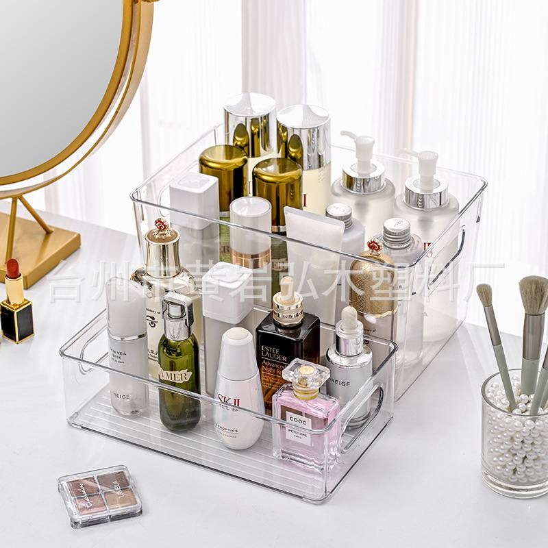 收纳盒化妆品桌面置物盒盖收纳冰箱塑料储杂物物带整理盒筐盒厨房