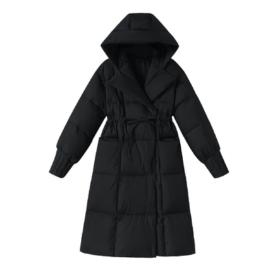 拉夏贝尔鹅绒羽绒服女冬季新品过膝中长款保暖加厚时尚纯色外套