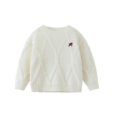 [大师联名100%羊毛]齐齐熊男童男童毛衣冬款宝宝打底儿童套头衫女