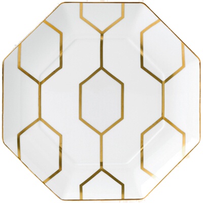 Wedgwood骨瓷八角盘金色几何餐具