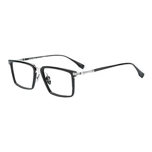木川眼镜框男近视大脸方框复古眼镜架板材纯钛雕花网上可配度数