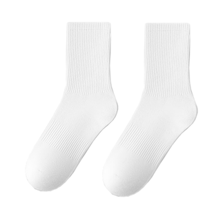 春秋纯棉袜子男款中筒袜秋冬季白色防臭棉袜运动长筒短袜抗菌黑色