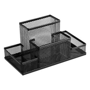 铁笔筒收纳盒办公室装笔的收纳盒商务前台金属笔桶学生桌面文具收纳简约现代多功能型大容量收纳创意多格笔筒