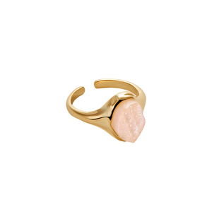 Amber Lollipop天然粉水晶戒指女小众开口指环不规则宝石食指戒女