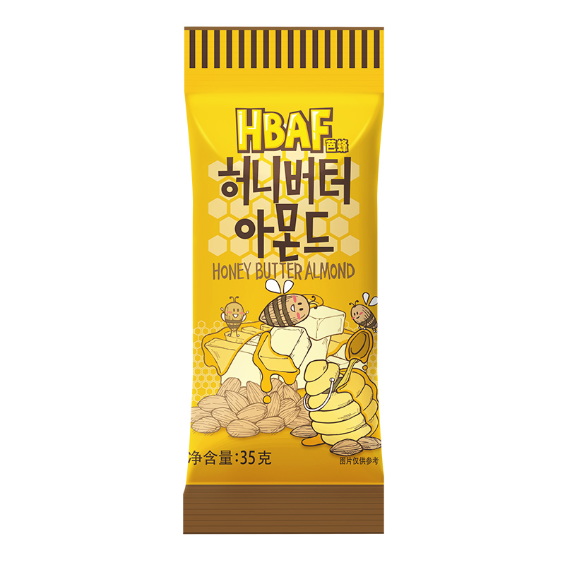 原汤姆农场HBAF芭蜂蜂蜜黄油味扁桃仁坚果巴旦木35g*12袋零食韩国
