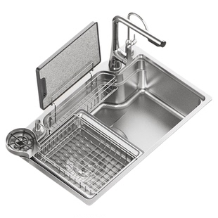 EFEF 日式大单槽S6家用304不锈钢水槽厨房小米粒压纹洗菜盆洗碗池