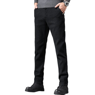 罗蒙加绒加厚休闲裤子男士2025新款秋冬季男裤修身直筒长裤子男装