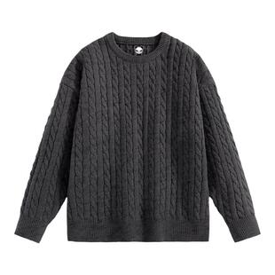 Hipanda你好熊猫复古麻花宽松情侣毛衣2025冬季新款打底针织上衣