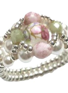 女陶瓷珠珍珠原创手工定制戒指