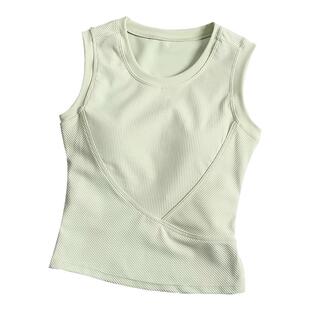 瑜伽服女无袖运动背心外穿紧身速干内衣健身服短袖带胸垫跑步上衣